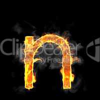 Burning and flame font N letter