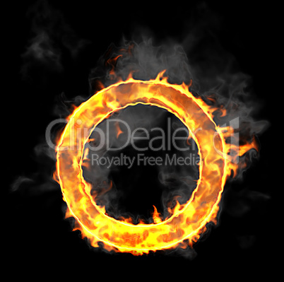 Burning and flame font O letter