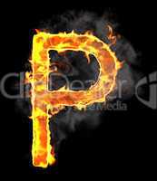Burning and flame font P letter