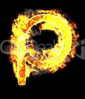 Burning and flame font P letter