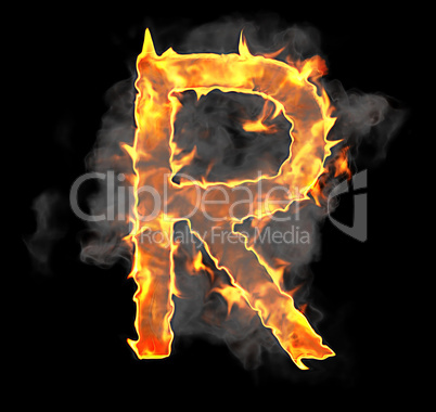 Burning and flame font R letter