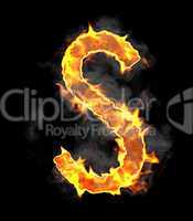 Burning and flame font S letter