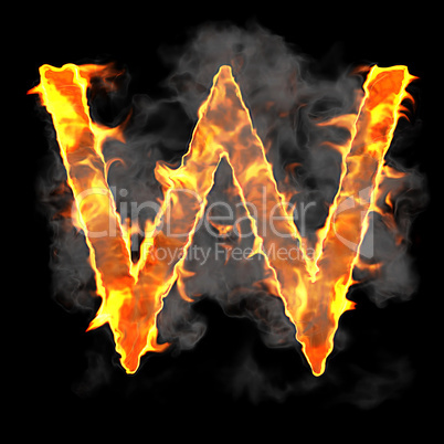 Burning and flame font W letter