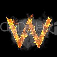 Burning and flame font W letter