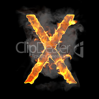 Burning and flame font X letter