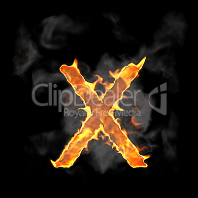 Burning and flame font X letter