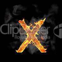 Burning and flame font X letter