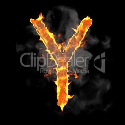 Burning and flame font Y letter