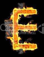 Burning and flame font E letter