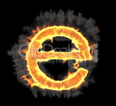 Burning and flame font E letter