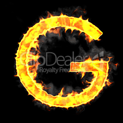 Burning and flame font G letter