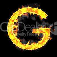 Burning and flame font G letter