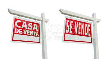 Two Spanish Real Estate Signs with Clipping Paths on White