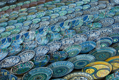 Background of traditional Uzbek ceramic plates