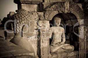 Buddha statue at Borobudur temple, Java, Indonesia