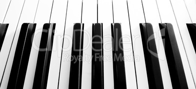 Close up shot of piano keyboard