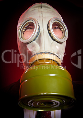 person in a gas mask