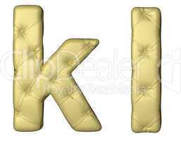 Luxury beige leather font K L letters