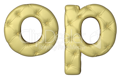 Luxury beige leather font O P letters