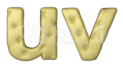 Luxury beige leather font U V letters