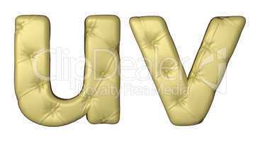 Luxury beige leather font U V letters