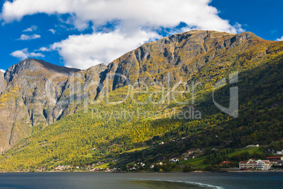 Norwegian fjords: Mountains, blue sky