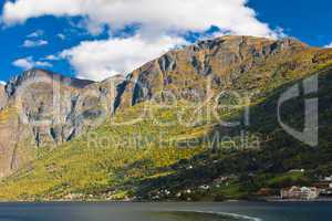 Norwegian fjords: Mountains, blue sky