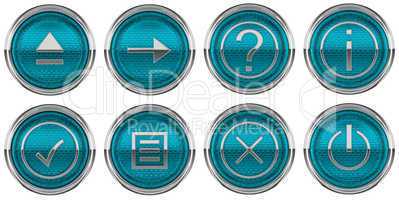 Round Blue Control icons set isolated