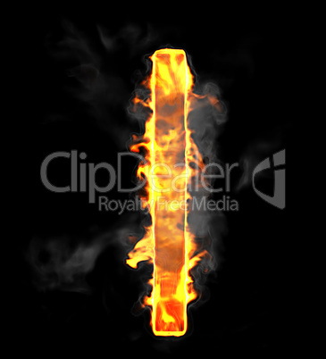 Burning and flame font I letter