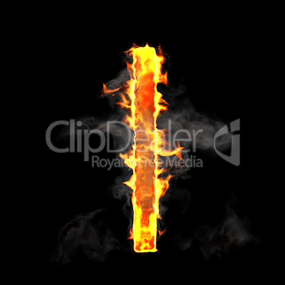 Burning and flame font L letter