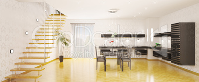 Panorama of kitchen interior 3d render