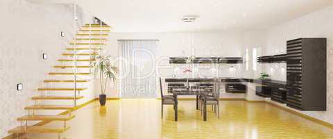 Panorama of kitchen interior 3d render