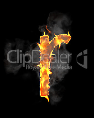 Burning and flame font R letter