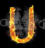 Burning and flame font U letter