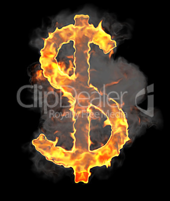 Burning and flame font US dollar symbol