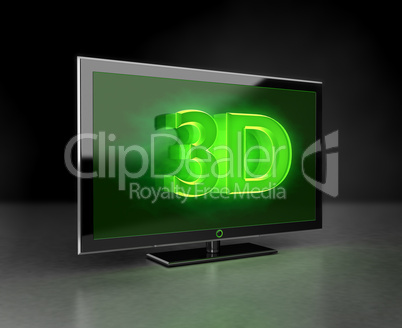 Flat TV - 3D HD concept in green