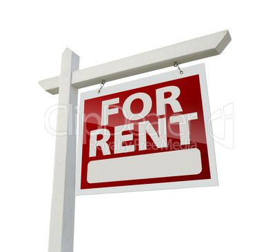 Right Facing For Rent Real Estate Sign on White