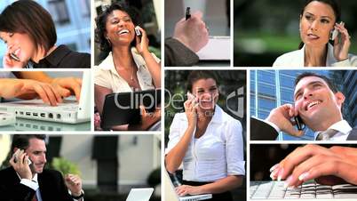 Montage of Ethnic Business People With Technology