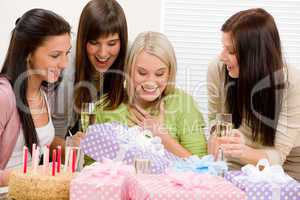 Birthday party - happy woman getting present