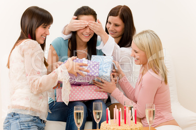Birthday party - woman getting present, surprise