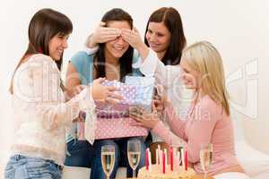 Birthday party - woman getting present, surprise