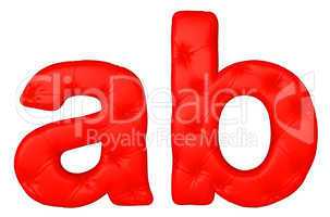 Luxury red leather font A B letters