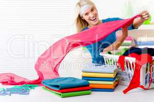 Laundry - woman folding clothes