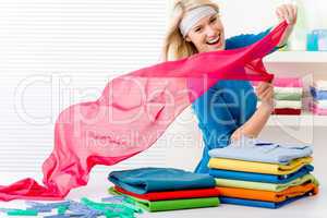 Laundry - woman folding clothes