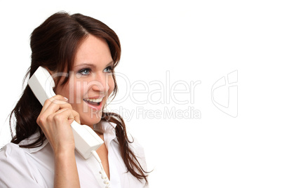 lachende Frau mit Telefon