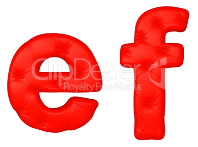 Luxury red leather font E F letters