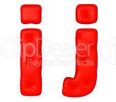 Luxury red leather font J I letters