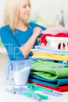 Laundry clothespin - woman folding clothes