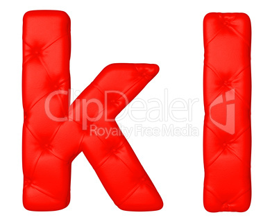 Luxury red leather font K L letters