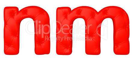 Luxury red leather font M N letters